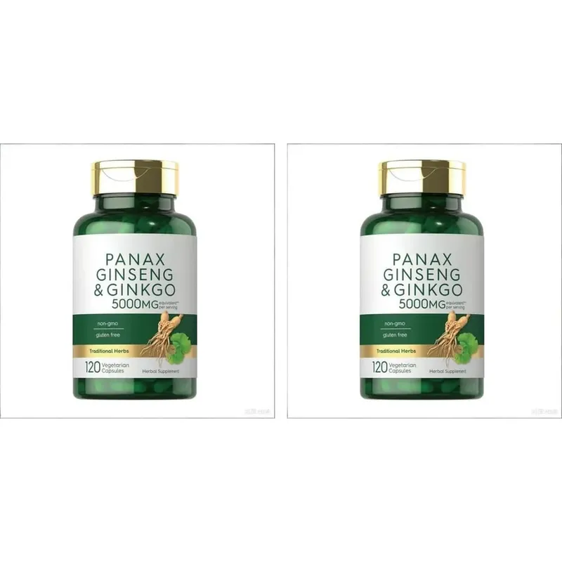 Panax Ginseng & Ginkgo Biloba 5000mg Equivalent with 95% Piperine Daily Energy Focus & Vitality Support 120 Vegetarian Capsules — image 9