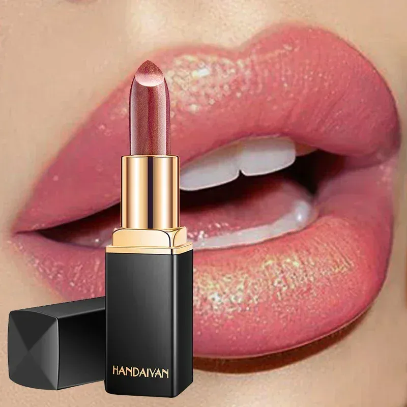 Brand Professional Lips Makeup Waterproof Shimmer Long Lasting Pigment Nude Pink Mermaid Shimmer Lipstick Luxury Makeup Cosmetic — image 2