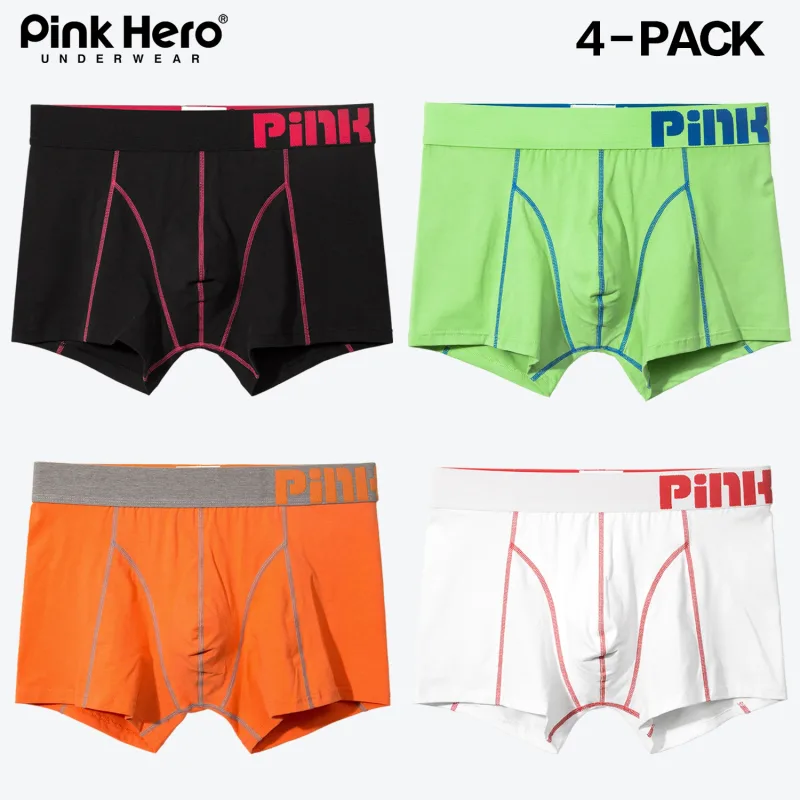 4-PACK PINKHERO Fashion Underpants For Men,Stylish Comfy And Soft Slip Homme,Cotton Fancy Underwear Boxer Briefs,Men's Panties