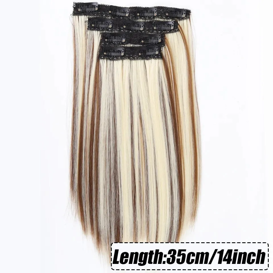 14inch Synthetic Wig Four-Piece Straight Hair Extension Wig BB Clip Style Suitable For Women Christmas New Year Carnival Music — image 6