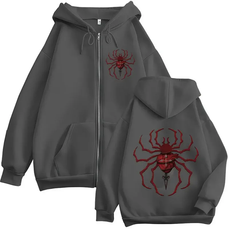 Anime Hunter X Hunter Phantom Troupe Spider Logo Mikiny na zip Pánské mikiny s kapucí na zip Dlouhé rukávy Pulovry Bundy — image 5