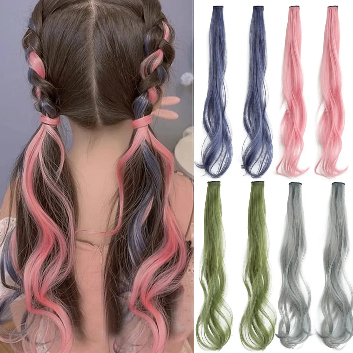 Color synthetic highlighting curly hair extension piece wig woman hanging ear dyeing pair heat-resistant wig piece — image 1
