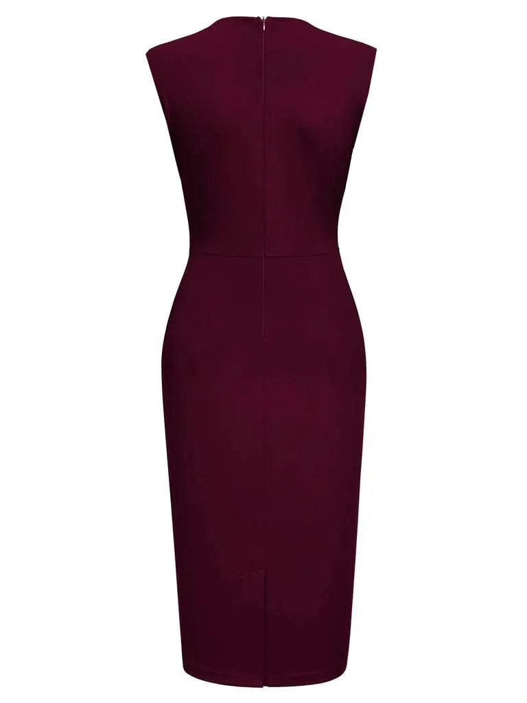 Women Elegant Square Neck Sleeveless Vintage Slim Work Office Cocktail Party Business Casual Sheath Bodycon Pencil Dress — image 5