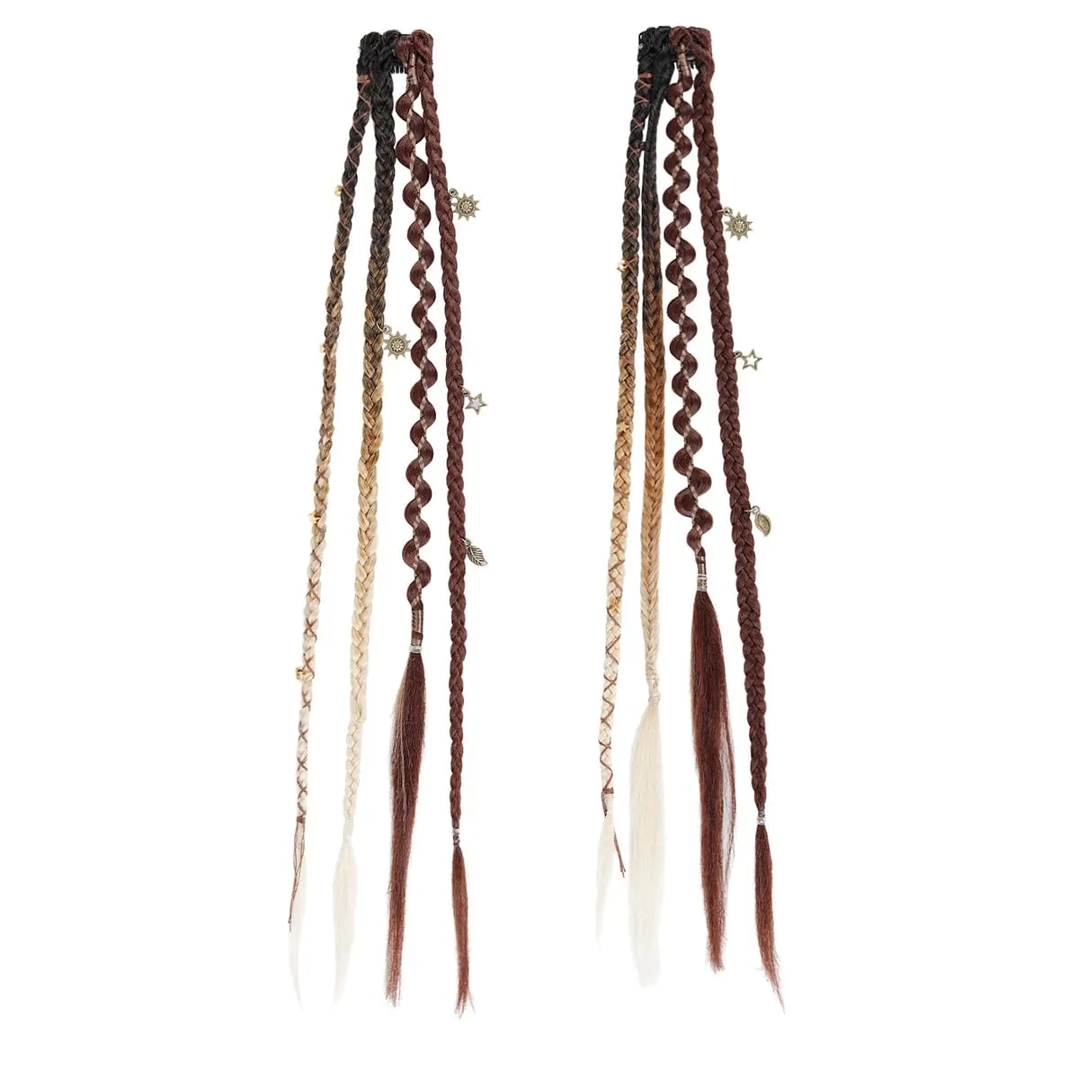 Boho Ombre Burgundy Braided Ponytail Hair Extensions Synthetic Braids With Bohemian Viking Hair Pieces For Women Carnival Party