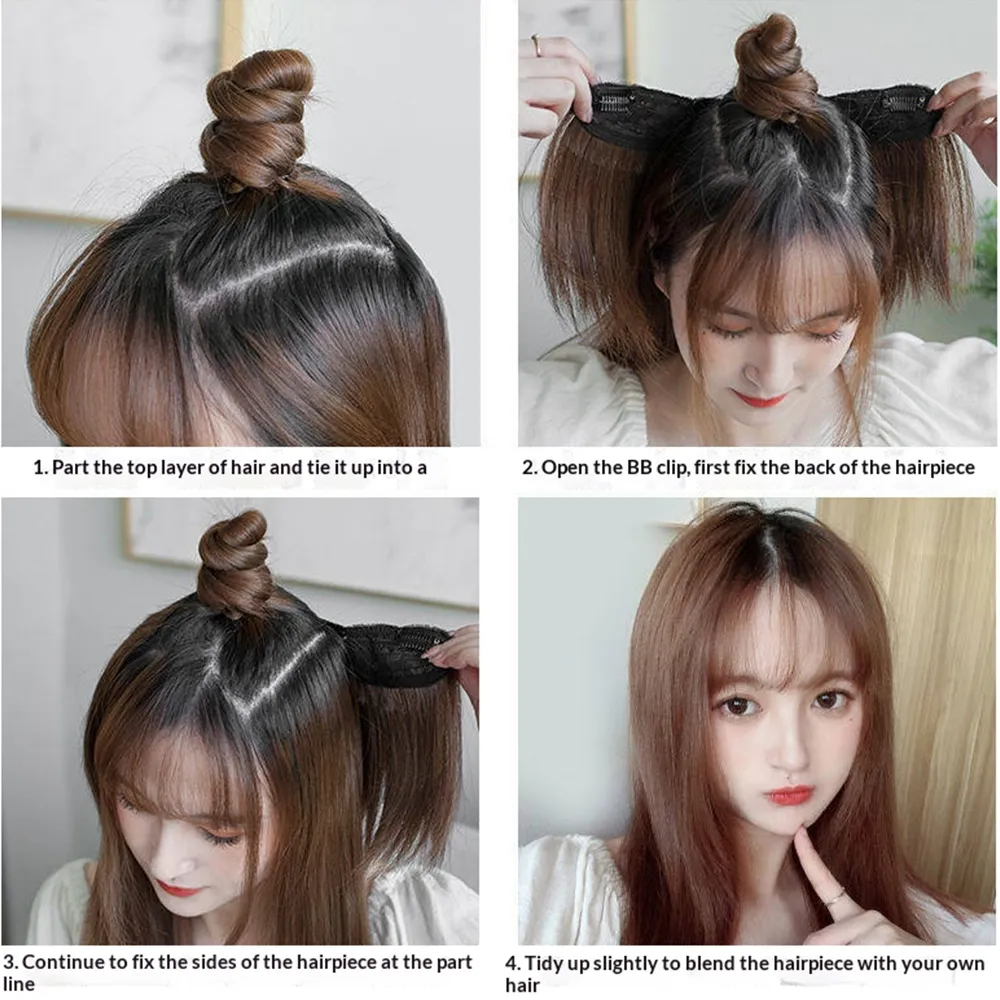 One-Pieces Clip Wig Invisible Synthetic Hair Extensions U-Type Short Straight Extension Women Hairpieces Half Wig Female — image 6