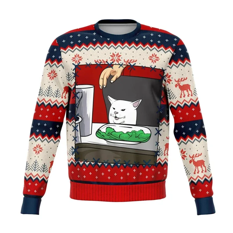 Colorful Dog Cat Pattern Ugly Christmas Sweater For Men 2026 New Year Festival Hoodie Women Merry Christmas Crew Neck Sweatshirt — image 16