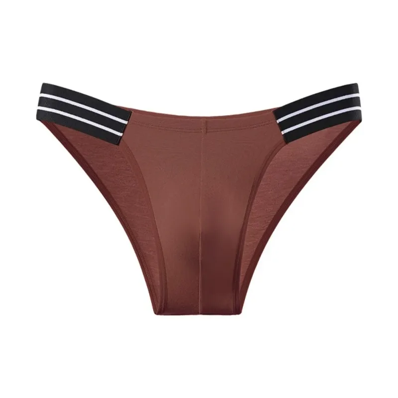 Lingerie Men's Triangle Panties Mid Waist Breathable Men Thin Briefs Stripe Large Size Underwear for Men Four Seasons — image 9