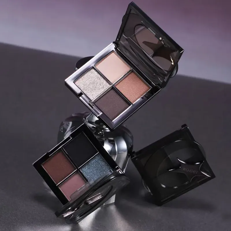 4 Colors Eyeshadow Palette Matte Satin Glitter Goth Punk Gray Purple Blendable Eye Shadow Fine Flash Lasting Eye Makeup — image 6