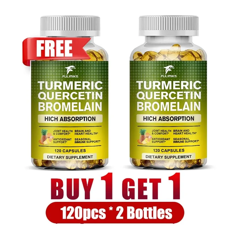 Buy 2 Get 2 Free! Turmeric Quercetin Bromelain Capsules Triple-Action Anti-Inflammatory Support for Joint Health & Immunity