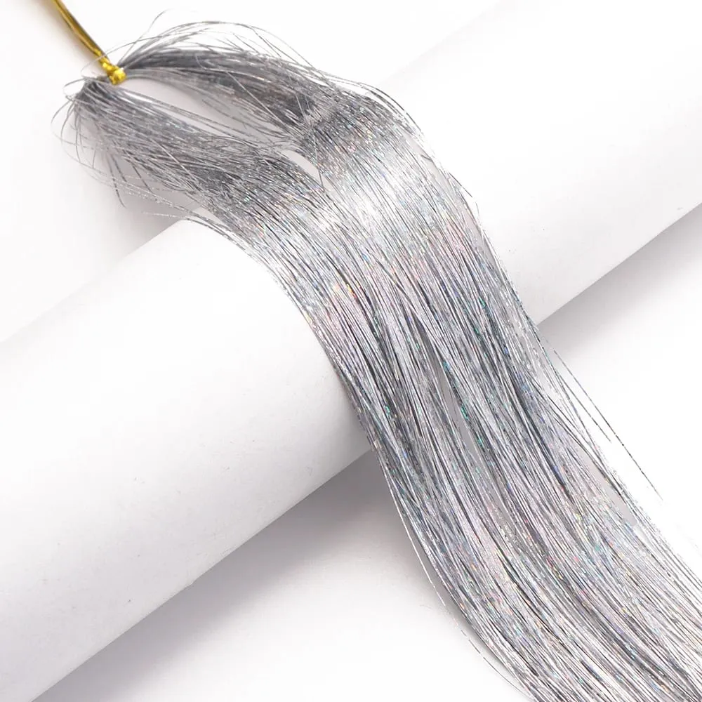 3pcs/pack 120cm Multicolor PET LLaser Hair Tinsel Strands Metallic Hair Extensions for DIY Party Cosplay Hair Decor Accessories — image 12