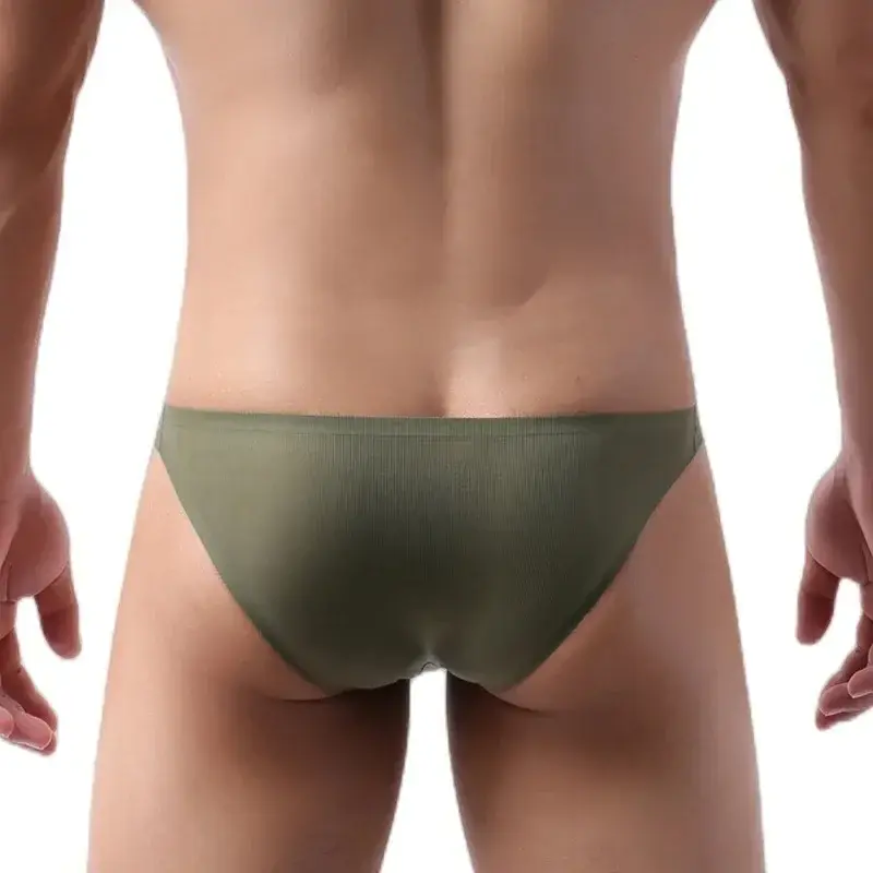 Mens Elastic Seamless Briefs Shorts Underwear Breathable Ice Silk Briefs Cueca U Pouch Soft Comfortable Underpants Male Panties — image 5