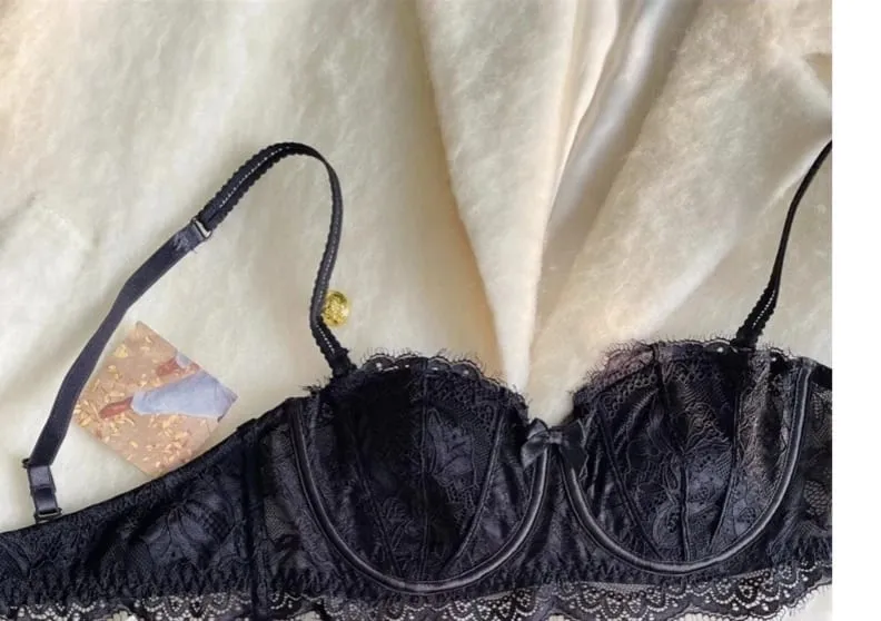 French Half Cup Rabbit Ear Bra Set Hot Sale Strapless Non‑Slip Minimizer Side Support Anti‑Sag 32‑38 Women Lingerie — image 12