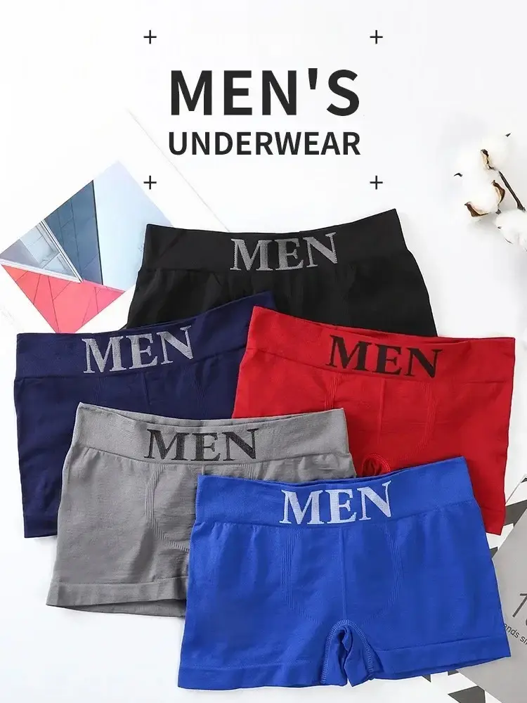 3Pcs/Lot Men's Panties Underwear Boxers Breathable Man Boxer Solid Underpants Comfortable Male Brand Shorts Black Blue Underwear — image 6