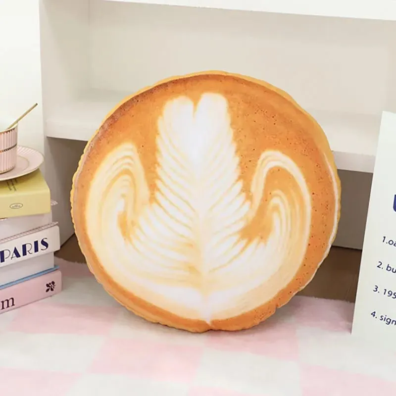 36x36cm Latte Coffee Round Plush Pillow Stuffed Soft Drink Food Images Seat Cushion for Sofa Chair Indoor Decor Gift