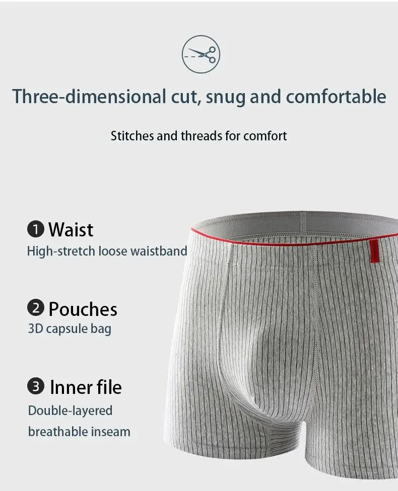 4Pcs Plus Size 6XL Men's Underwear 95% Cotton Boxer Soft Breathable Skin Friendly Individually Packed Fashionable — image 3