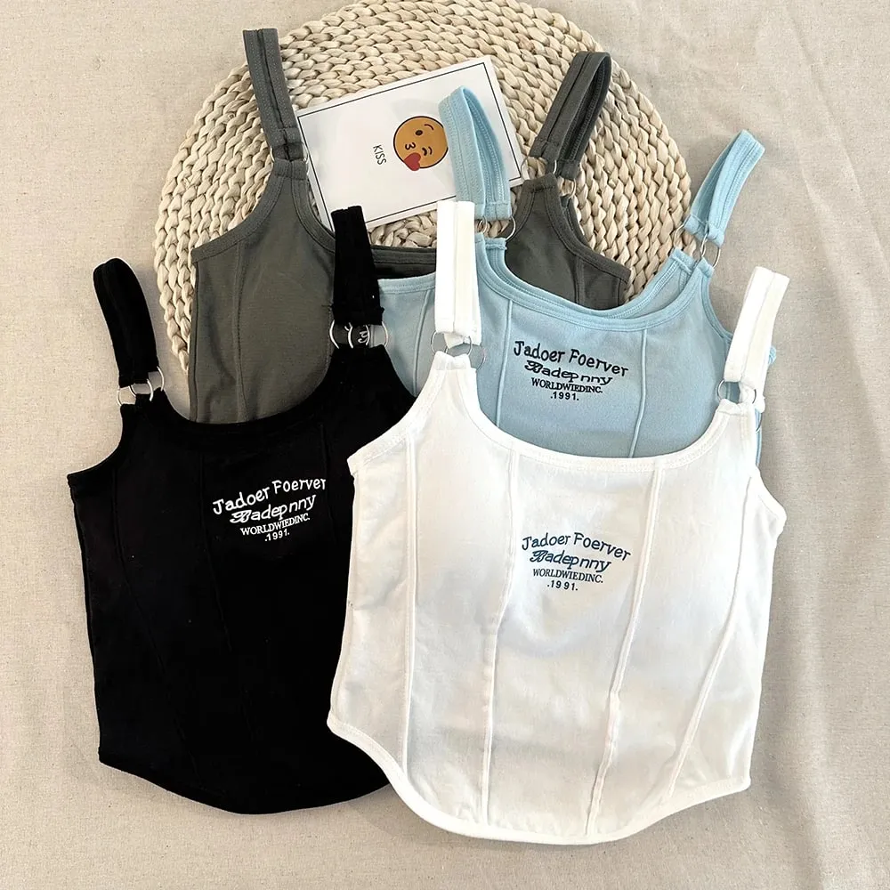 Brief Druck Crop Tops Frauen Sommer Tops Sexy Leibchen Quadrat Kragen Tank Top Y2K Nahtlose Weibliche Crop Tops Gepolsterte Mode — image 2