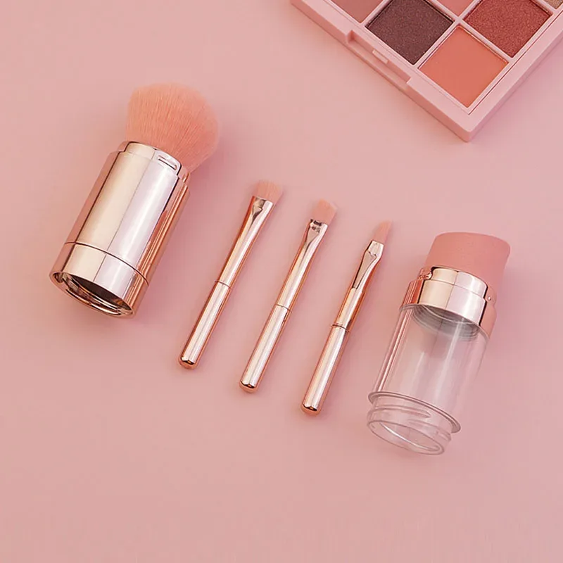 5 In 1 Tragbare Einziehbare Make-Up Pinsel Für Foundation Augenbrauen Lip Lidschatten Lose Pulver Kosmetik Set Make-Up Pinsel Werkzeuge — image 2