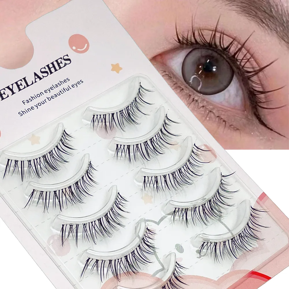 5 pares de extensiones de pestañas onduladas de tallo transparente: reutilizables, fáciles de aplicar, aspecto natural que mejora la apariencia de los ojos. — image 4