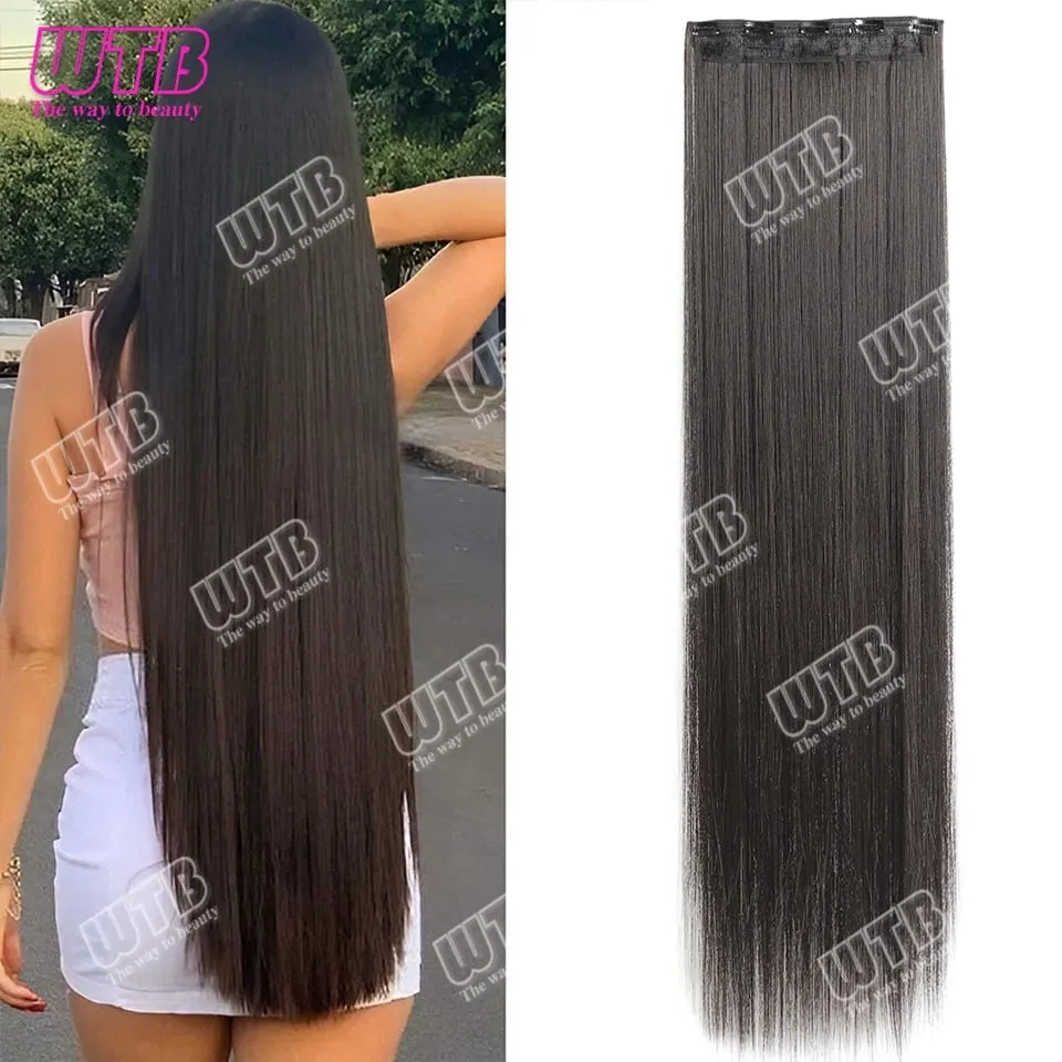 Extra Long Straight Synthetic 5 Clip Hair Extensions Ponytail Extension For Ladies Girls 20~40 Inches Clip In Extensions Hairpie — image 11