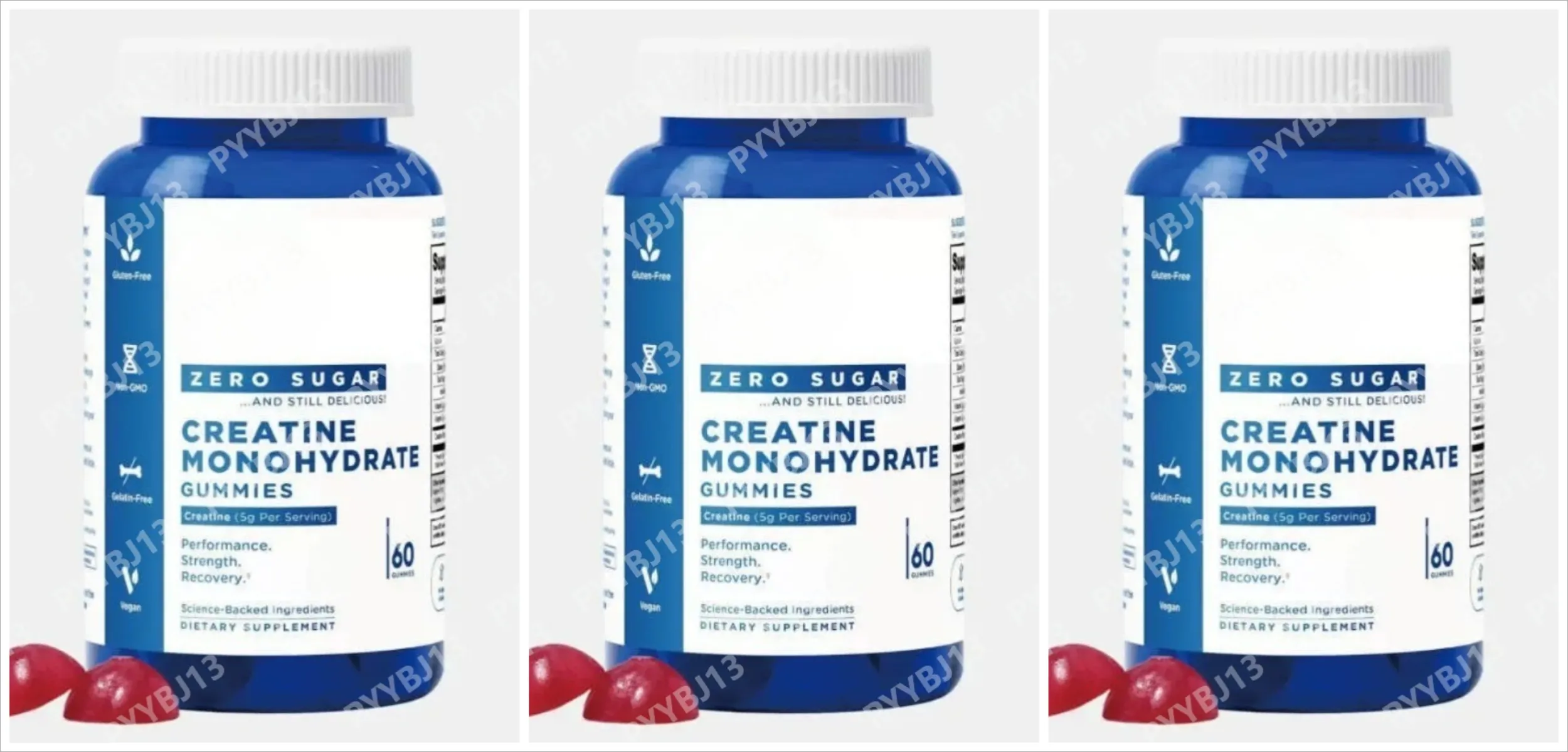 Zero Sugar Creatine Monohydrate Gummies 5g Per Serving – Mixed Berry Flavor – Vegan Pectin – 60 Count Dietary Supplement unisex