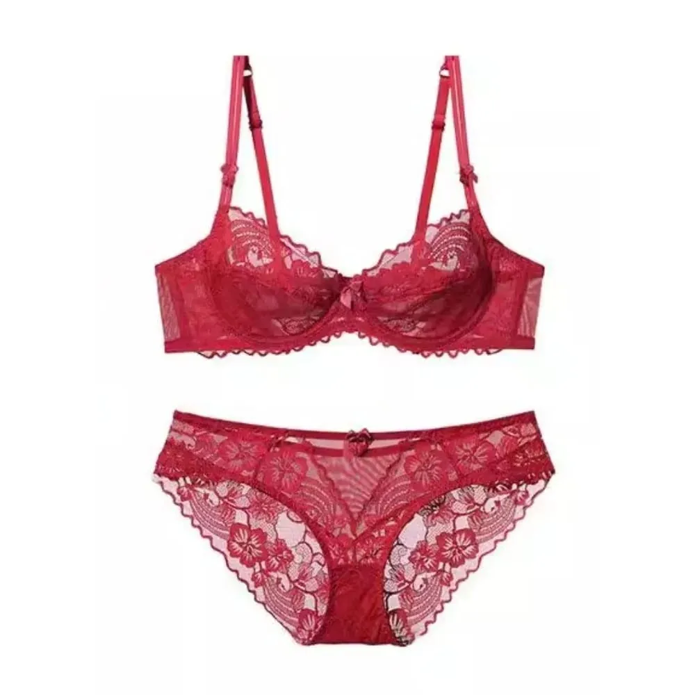 Women's Lace Bra Set Sexy Summer Lingerie French Style Seamless Bralette Oversized Petite Pure White Underwear Set S-XL YUQI — image 2