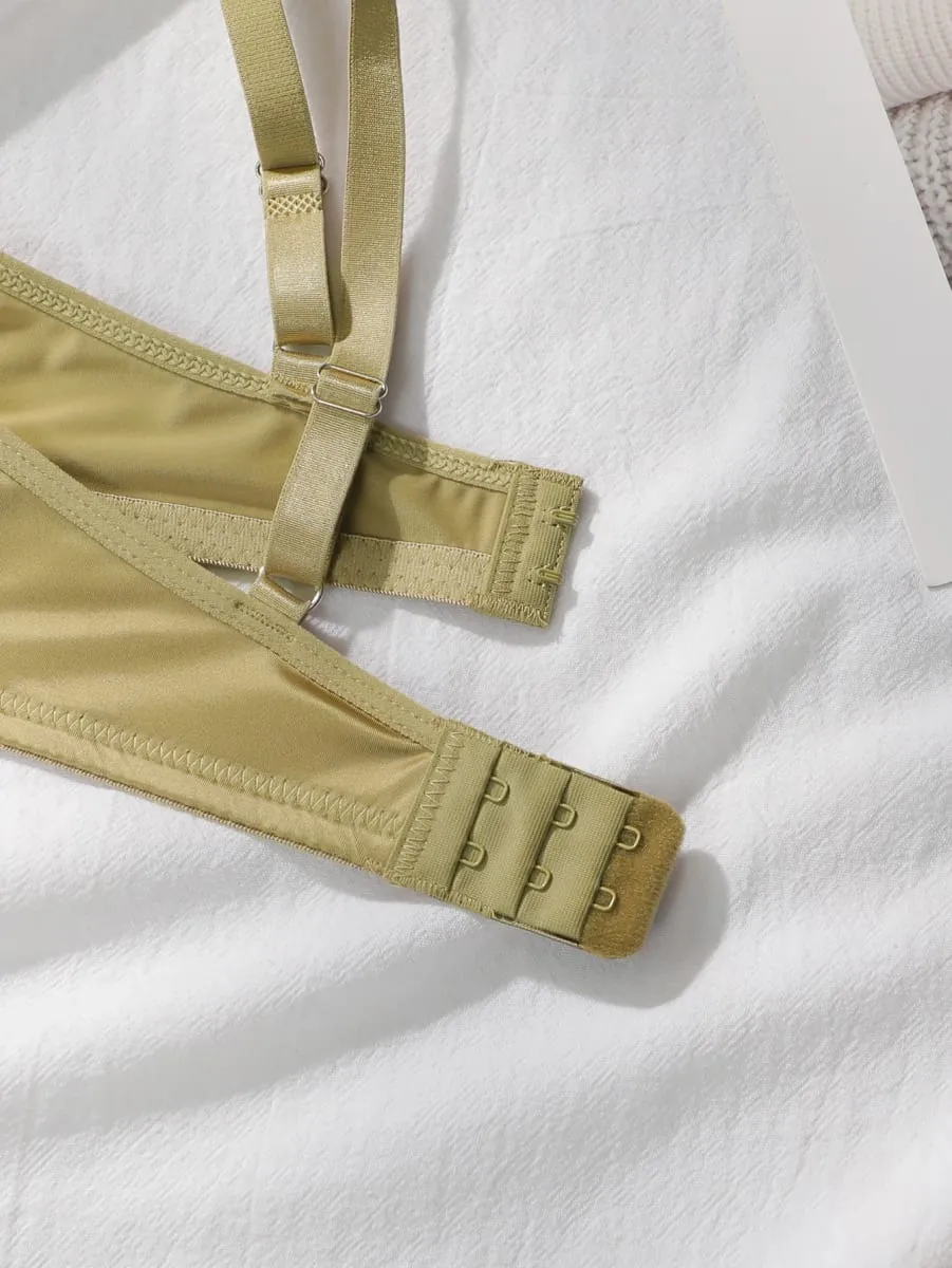 Kvinder satin blank bh Trussesæt bøjle tynd skål 2 stykker lingeri sæt justerbare stropper ensfarvet dagligt intimt undertøj — image 5