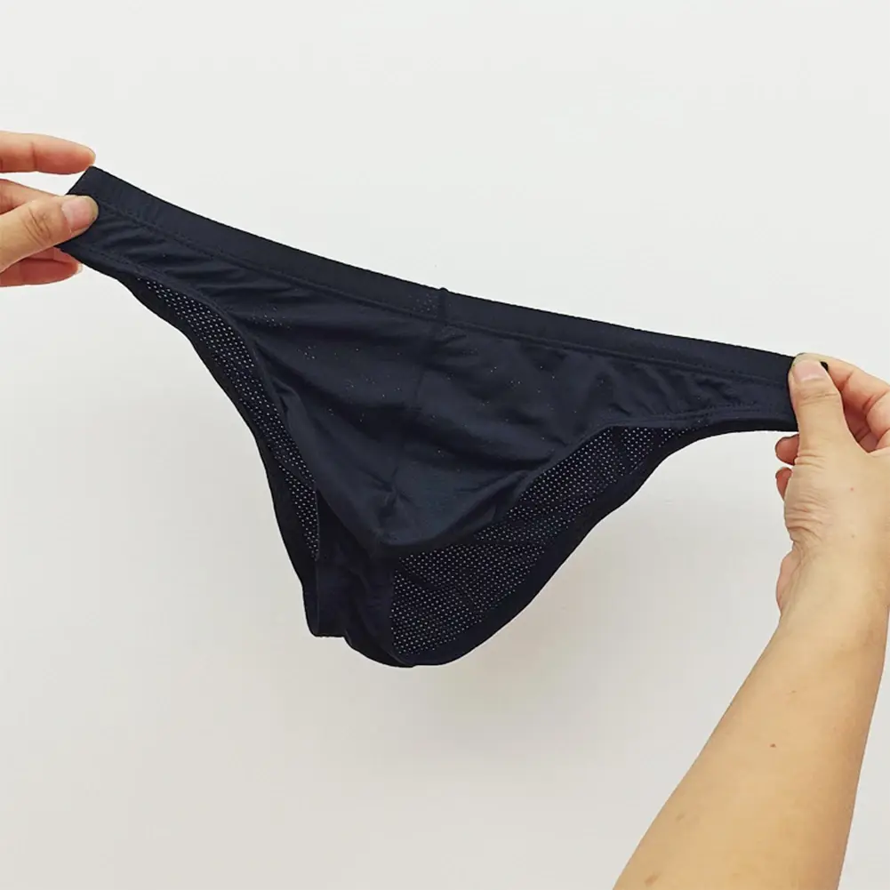 Sexy Skin Color Men Low Waist Mesh Breathable Jockstrap Pouch Half Hip Underwear Briefs Daily Fashion Panties — image 7