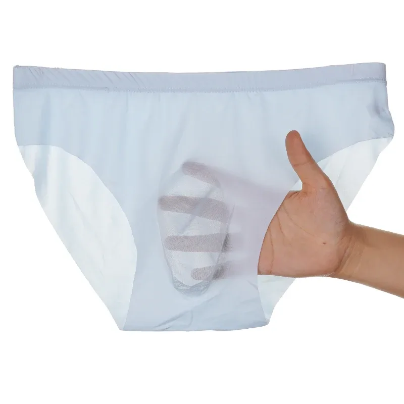 4Pcs Men Ice Silk Briefs Ultra Thin Transparent Seamless 3D Pouch Low Waist Breathable Triangle Underwear — image 3