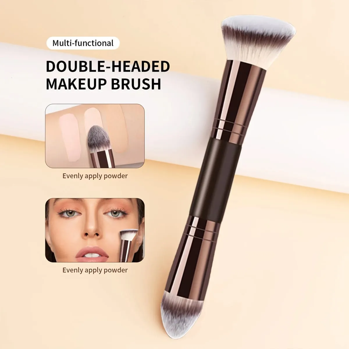 Single Double-Ended Multi-Functional Makeup Brush Professional Foundation + Blush Brush Soft & Dense Bristles — image 3