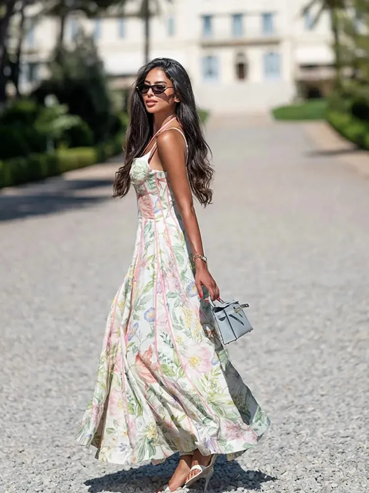 Floral Print Women 's Maxi Dress Spaghetti Strap Corset A Line Long Dresses Female 2026 Summer Fashion Vacation Woman Vestidos — image 7