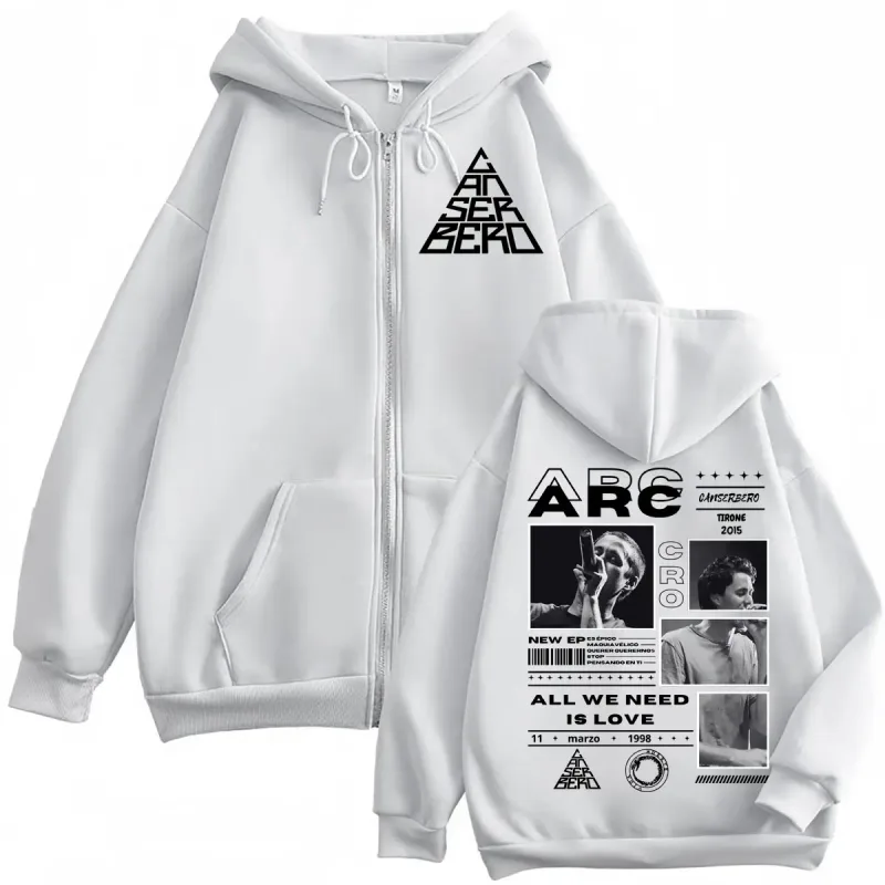 Canserbero Tudo o que precisamos é amor Muerte Vida Merch Zipper Hoodie Moda masculina Hip Hop Zip Up Moletons Casual Pulôveres de lã — image 6