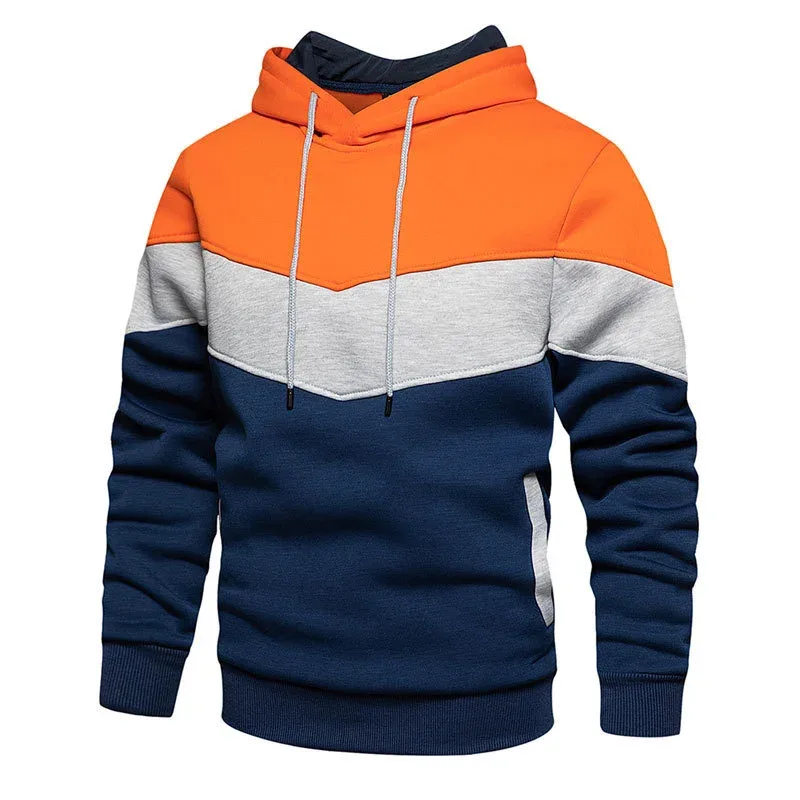 Spring Autumn Fashion splicing Men's Hoodies long sleeve Casual Hoodies Sweatshirts pure color Sweatshirt men tops Pullover — image 14