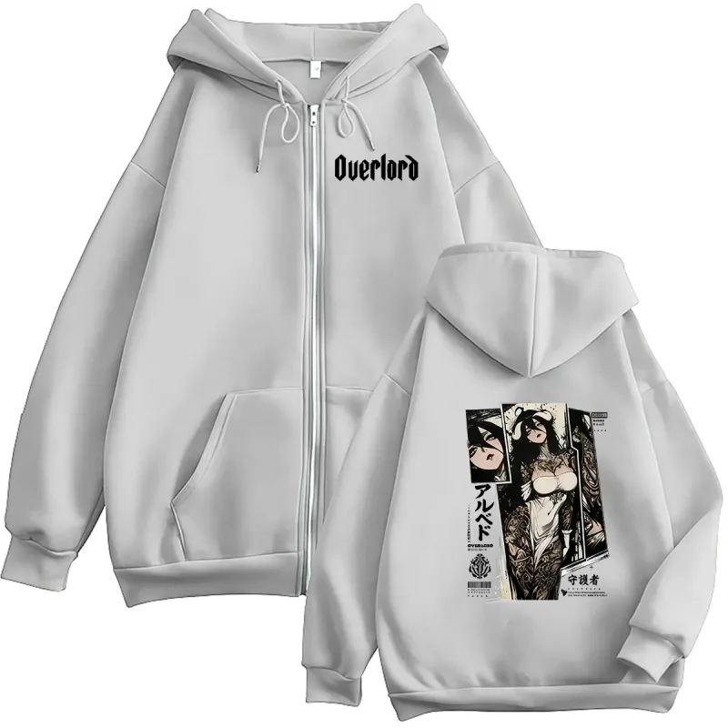Anime Overlord Albedo Zipper Hoodie Japanese Manga Harajuku Long Sleeve Sweatshirt Men Women Pullover Jacket Hoodies Streetwear — image 7