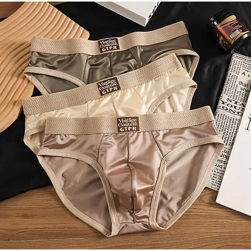 Luxurious Men's Briefs Satin Smooth Cool Ice Silk Panties Underwear Briefs Breathe Quick Drying Underpants U Pouch Underwear — image 11