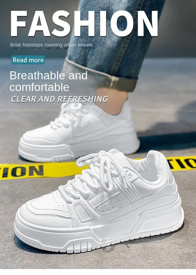 Men's Spring Autumn Unique Design Versatile Casual Pure Black Sneakers Teen Sports Thick Bottom Heightening Trendy Loers — image 8
