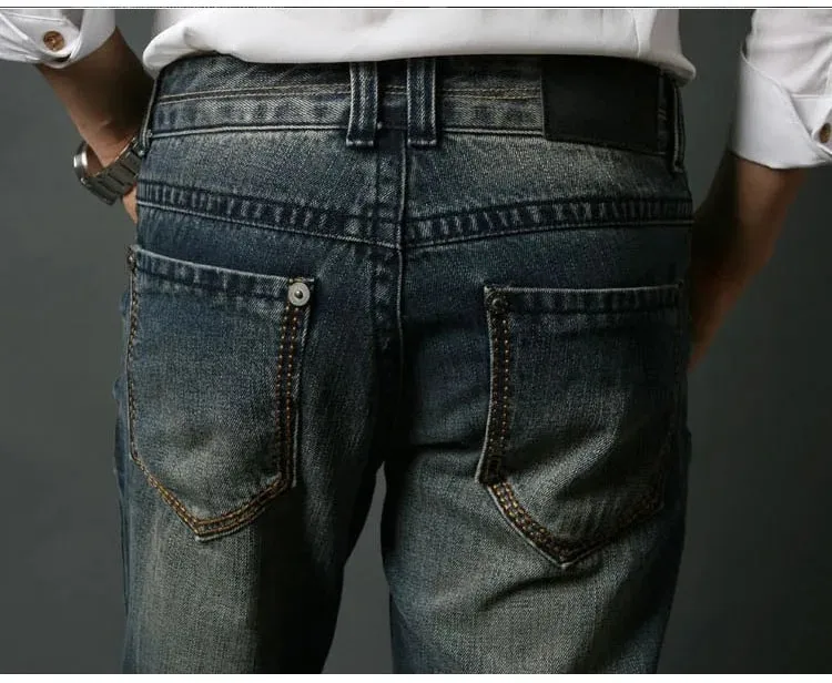 2026 New Men Micro Flare Jeans Korean Fashion Stretch Slim Denim Pants Mid Waist Washed Casual Business Trousers Black Blue — image 4