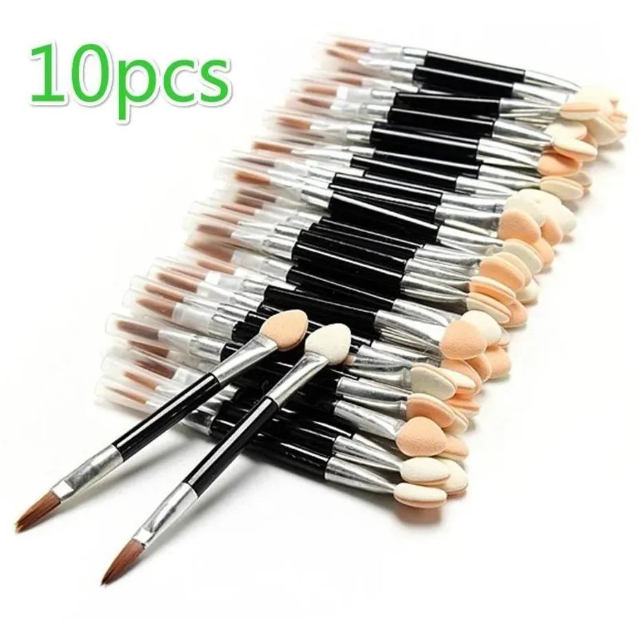 10 Pcs Applicator Double-Ended Cosmetic Brushes Women Makeup Eyeshadow Eyeliner Sponge Lip Brush Set Disposable Makeup Brush — image 1