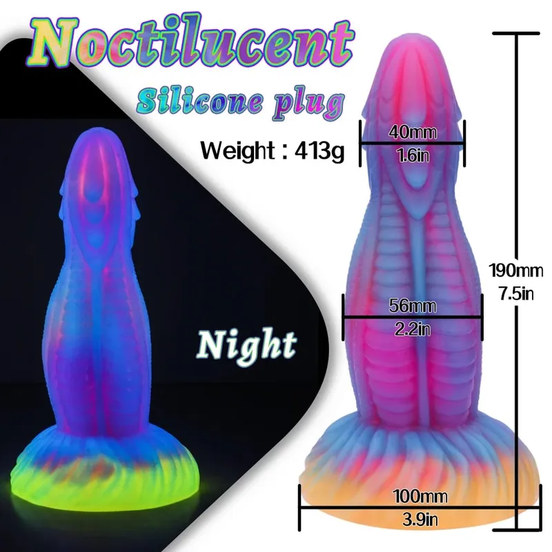 Realistic Night Glowing Anal Plug Luminous Monster Dragon Dildo for Women Men Butt Plug Sexy Dog Shape Sex Toy for Couples — image 12