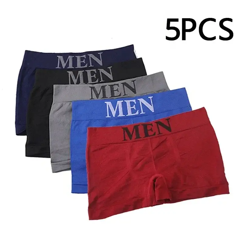 5 Pcs Men’s Boxer Briefs High Elastic Breathable Underwear Soft Cotton Stretch Shorts Comfortable Plain Color Panties — image 5
