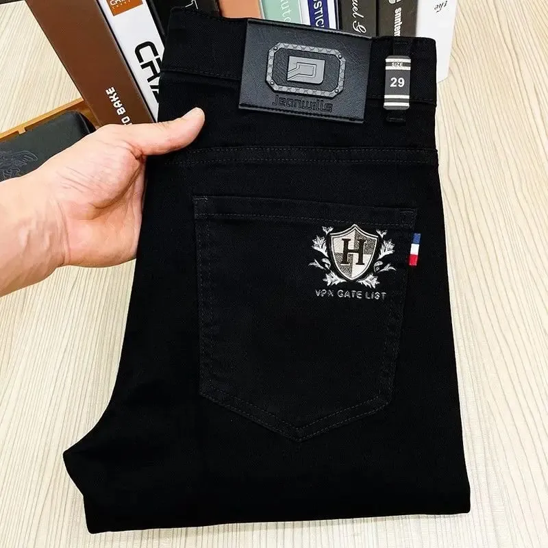 High-end Elastic Waistband Jeans Men's 2026 Spring Summer New Black Elastic Slim Trousers Men's Luxury Jeans for Man Original — image 9