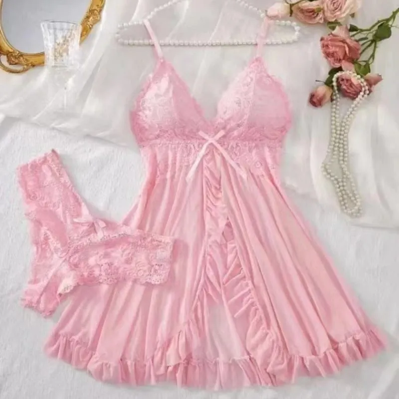 A Set Of Woman Underwear Nightgown Thong Sets Plus Size Suspender Lace Lingerie Sexy Accessories Erotic Bra Nightdress — image 8