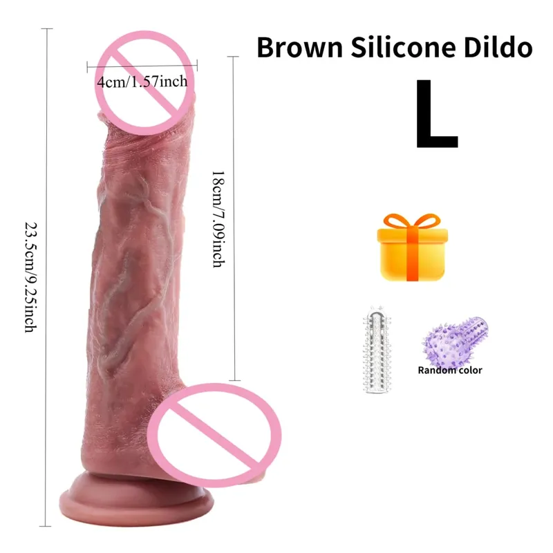 Woman Realistic Soft Double Layer Silicone Skin Sliding Foreskin Testicles Dildo Anal Massager Penis Butt Plug Adult Sex Toys18