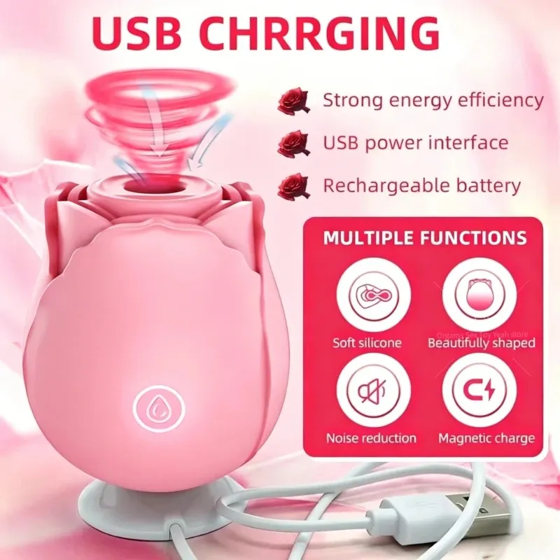 Women Vibrator Powerful Rose Sucking G-Spot Vagina Stimulator Suction Nipple Oral Massager Sex Toys for Couples — image 3
