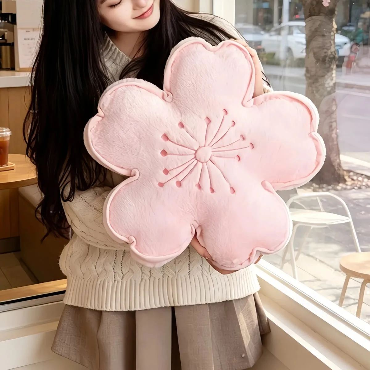 Cherry Blossom Plush Pillow Flower Stuffed Cushion Squishy Sofa Cushion Home Decor Toy Afternoon Nap Pillow Birthday Gifts — image 7