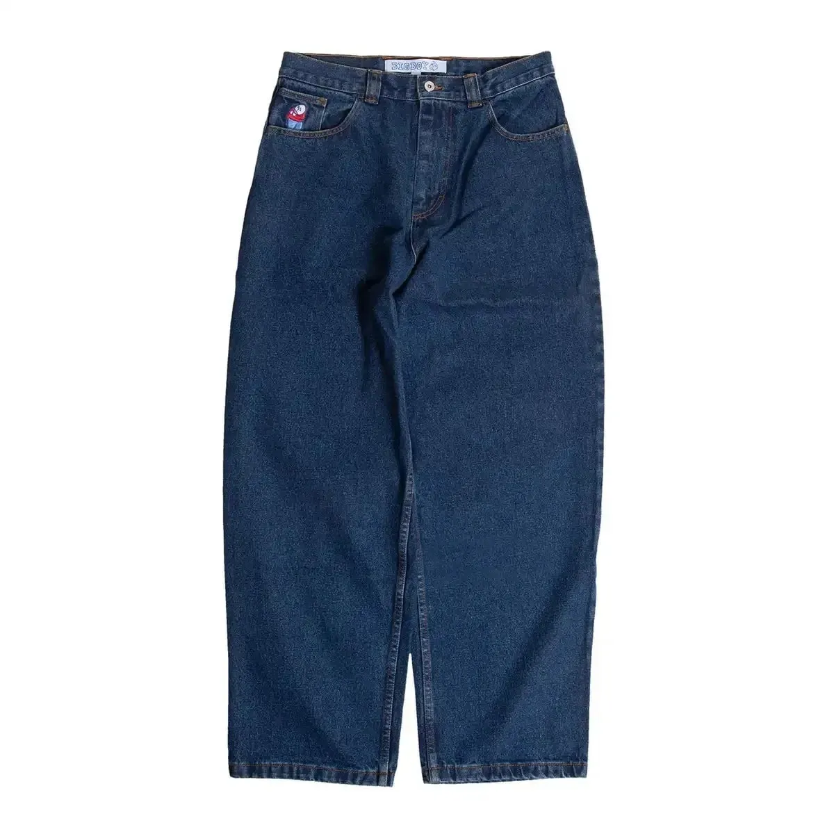 Hip Hop Retro Blue Cartoon Embroidery Jeans for men Gothic Baggy Streetwear Polar Big Boy Jeans Mens Fashion Wide Leg Trouser — image 4