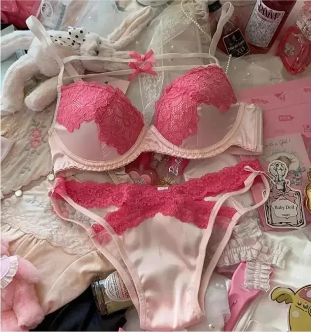 Sexy Lace Lingerie Set with Bow Spaghetti Straps & Steel Ring Uplift Bra for Women — image 10