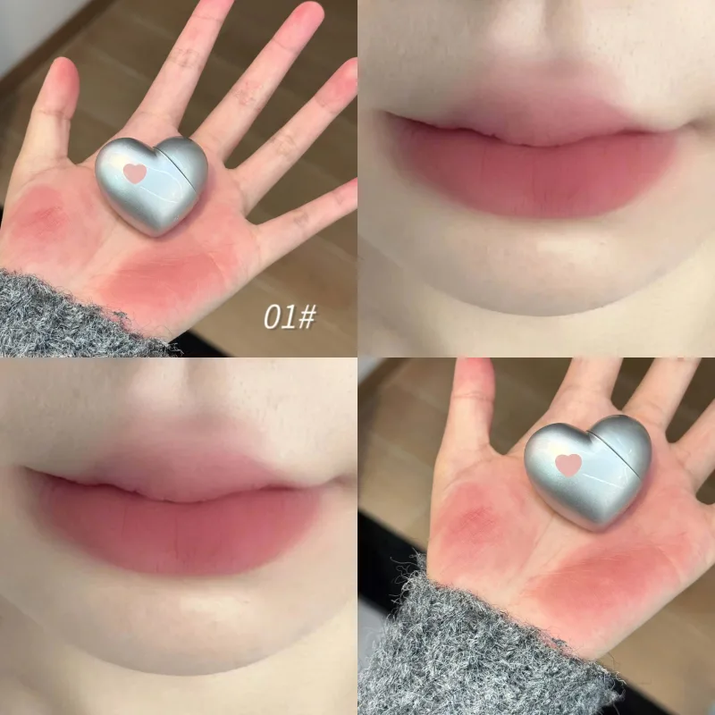 Mini Black Silver Heart Velvet Matte Lipstick Lip Mud Lip Gloss Nude Waterproof Lasting Lip Tint Cosmetic Makeup