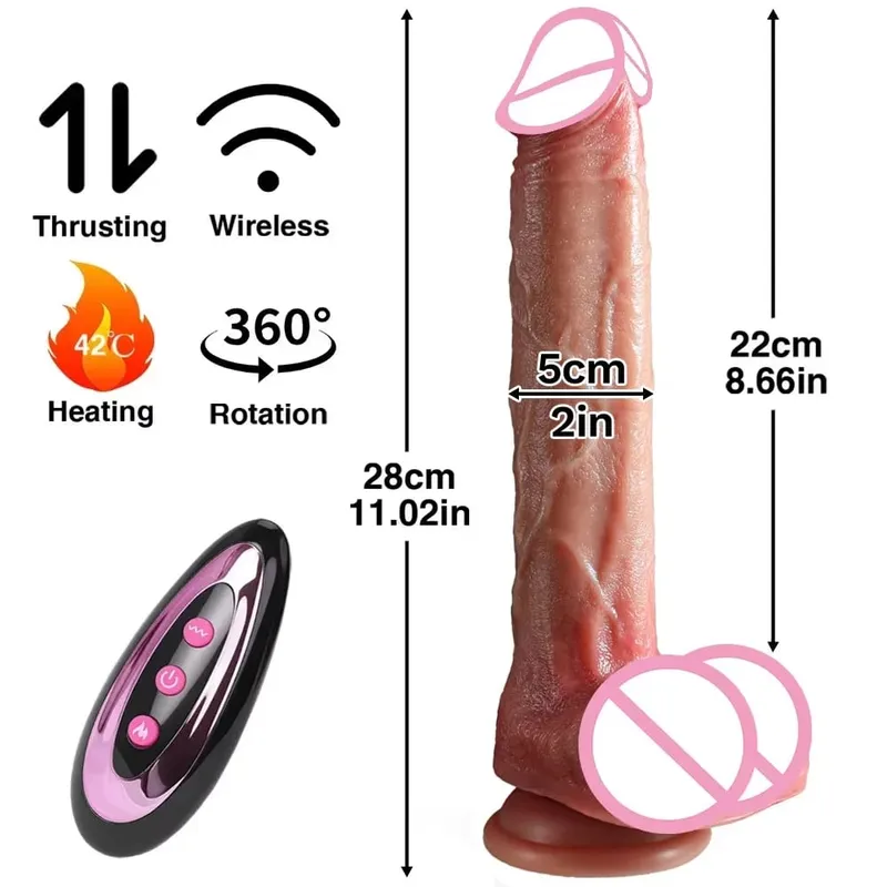 Realistic Dildo Vibrator Telescopic Sex Toys Vibrating Heated Silicone Penis Female Vaginal Masturbator Anal Plug Adult Supplies
