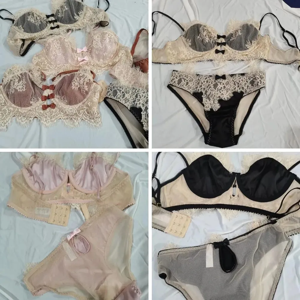 Sexy Lace Bralette & Briefs Set for Women Push Up Underwire Retro Lingerie — image 2