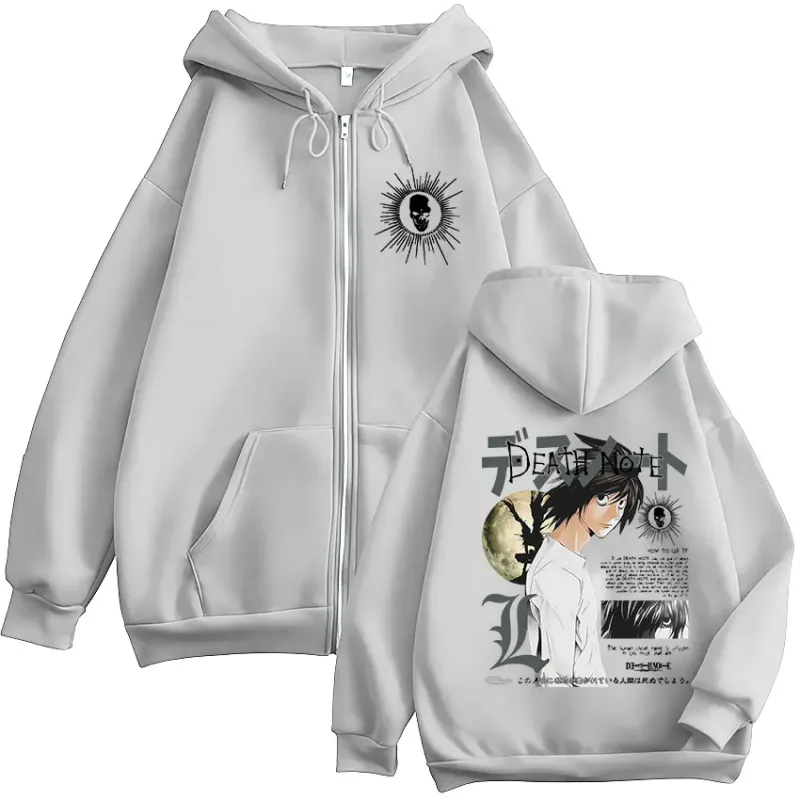 Japanese Anime Death Note L·Lawliet Zipper Hoodies Men's Women Clothing Fashion Hip Hop Zip Up Hooded Sweatshirts Jackets Coats — image 6